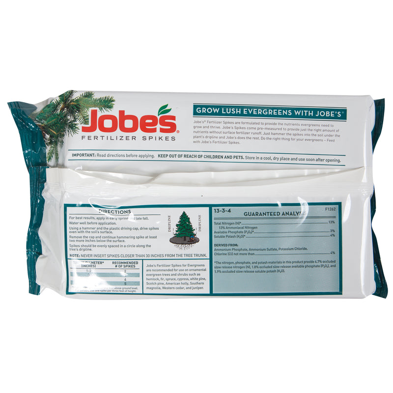 Jobe's 11-3-4 Plant Fertilizer Spikes for Evergreens 15-Pack 01611 Directions Label