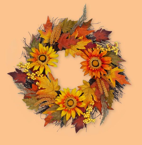 24″ Fall Sunflower Wreath 13529 - Box of 2