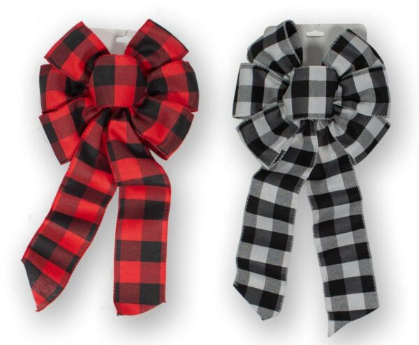 Assorted Checkered Fabric Bow 15416 - Box of 24