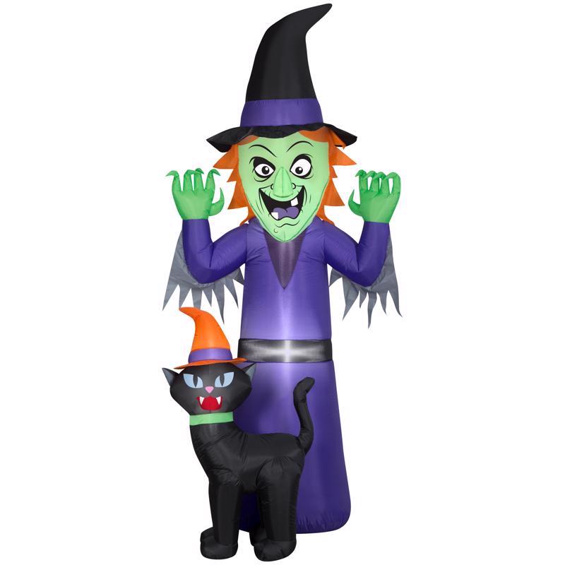 Gemmy Airblown 9 ft. LED Prelit Witch and Cat Inflatable 229619