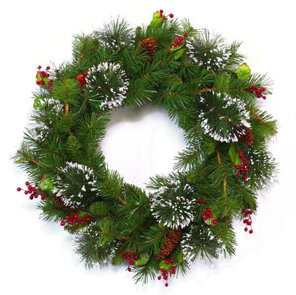 24″ PVC Mixed Pine Wreath 80021 - Box of 3
