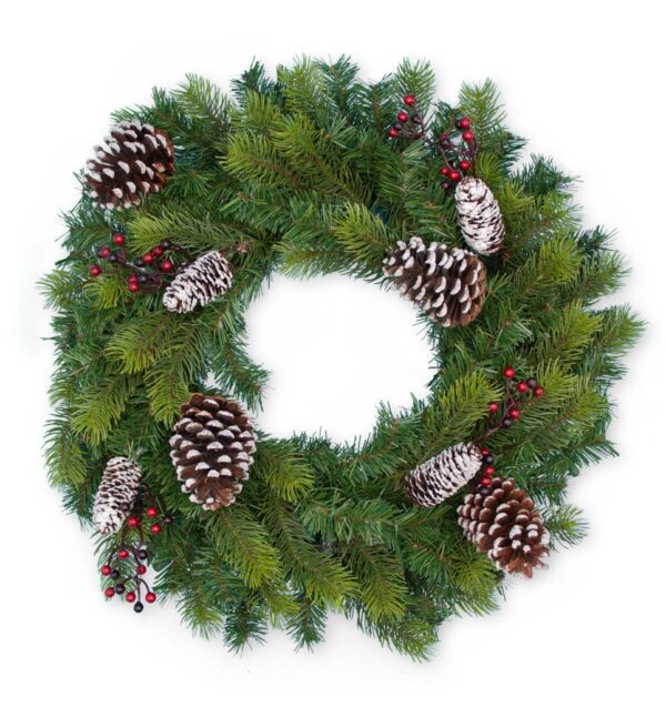 24″ PE/PVC Mixed Pine Wreath 80043 - Box of 2
