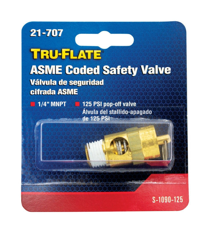 Tru-Flate Brass Safety Valve 1/4 Inch 125 PSI 21707