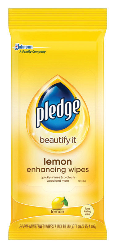 Pledge Lemon Clean Wipes 24-Pack 72807 - Box of 12