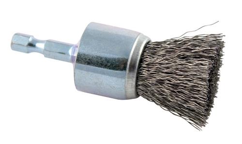 Forney 72737 End Brush Crimped 1" x .012 x 1/4" Hex Shank