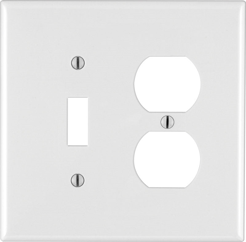 Leviton PJ18-W 2-Gang Toggle/Duplex Wallplate White - Box of 25