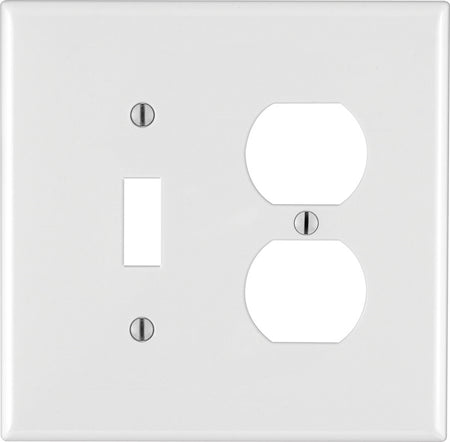Leviton PJ18-W 2-Gang Toggle/Duplex Wallplate White - Box of 25