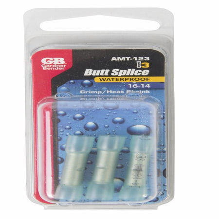 Gardner Bender Transparent Heat Shrink Butt Splice 16-14 AWG Blue 3-Pack AMT-123