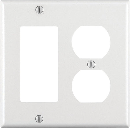 Leviton 80455-W 2-Gang 1-Duplex 1-Decora/GFCI Device Combination Wallplate/Faceplate White