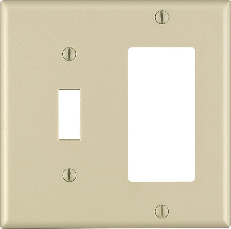Leviton 80405-I 2-Gang 1-Toggle 1-Decora/GFCI Device Combination Wallplate Ivory - Box of 10