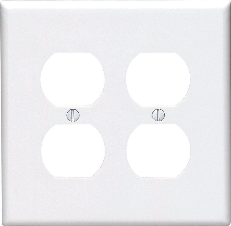 Leviton PJ82-W 2-Gang Duplex Device Receptacle Wallplate White - Box of 25