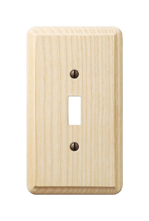 AmerTac Contemporary Unfinished Ash Wood - 1 Toggle Wallplate 401T