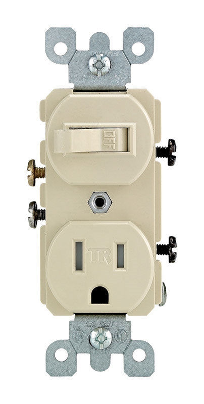 Leviton T5225-I Duplex Style Single-Pole / 5-15R AC Combination Switch Ivory