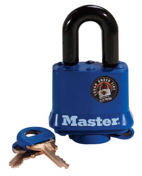 Master Lock 1-9/16in Wide Covered Laminated Steel Pin Tumbler Padlock 312D
