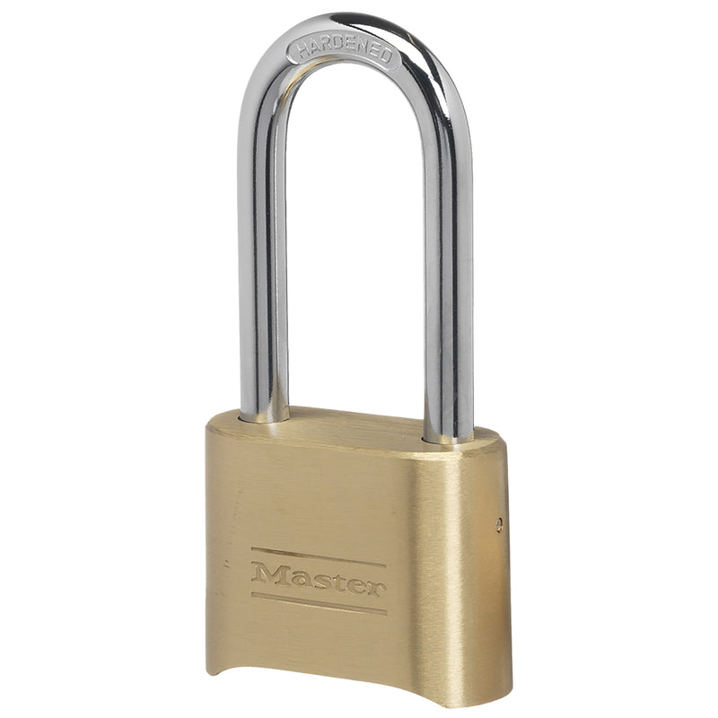 Master Lock 2 in Wide Resettable Combination Brass Padlock 2-1/4in Shackle 175DLH