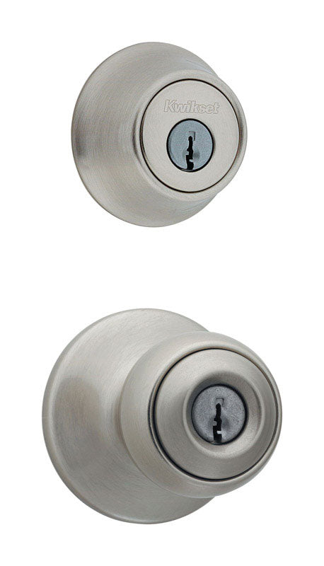 Kwikset 96900-320 Polo Satin Nickel Entry Lock and Single Cylinder Deadbolt 1-3/4 in.