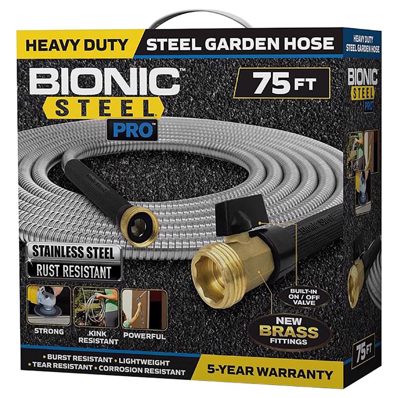 Bionic Steel Pro 5/8 in. D X 75 ft. L Heavy Duty Garden Hose Gray 2429