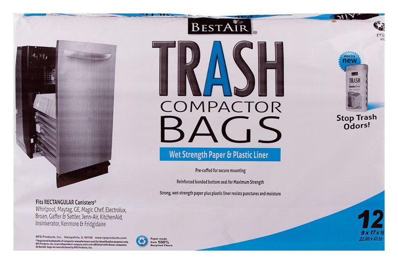 BestAir 10 Gal Compactor Bags Flat Top 12-Pack WMCK1335012-2
