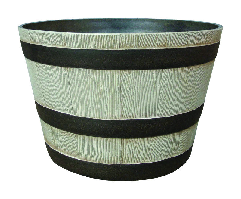 Southern Patio 9.21 in. H X 20.5 in. D Resin Whiskey Barrel Planter Birch HDR-057901