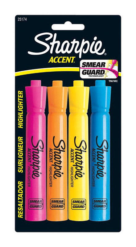 Sharpie Accent Neon Color Assorted Fine Point Highlighters 4-Pack 25174 - Box of 6