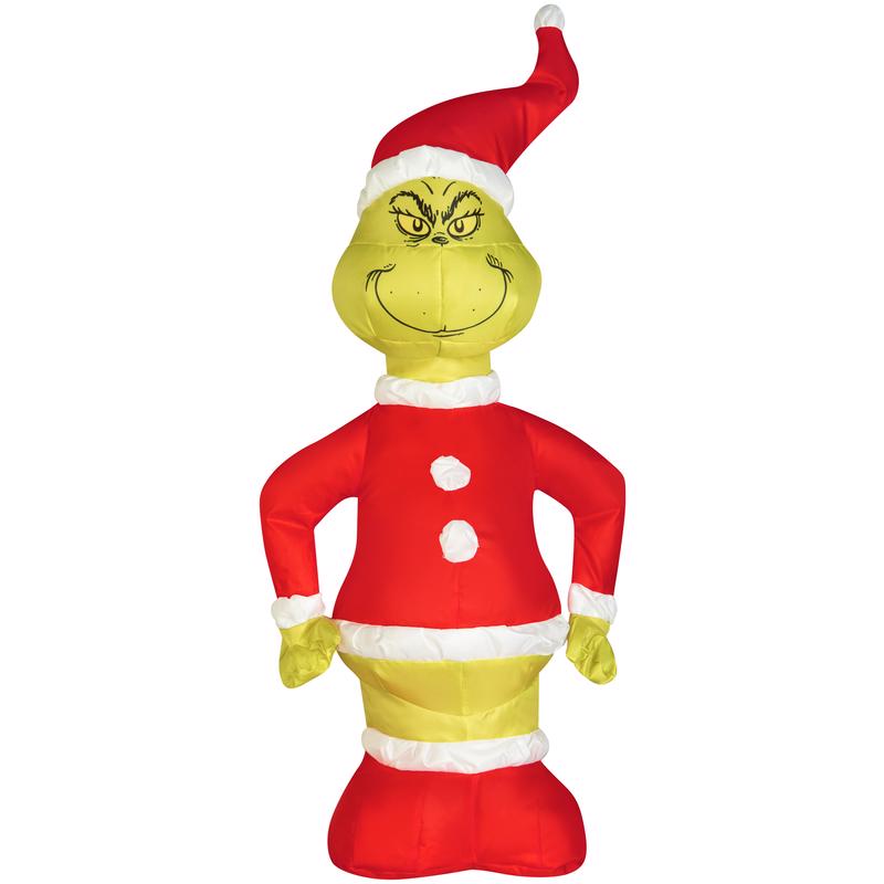 Gemmy Airdorable Multicolored Grinch in Santa Suit Inflatable 19 in. 119271