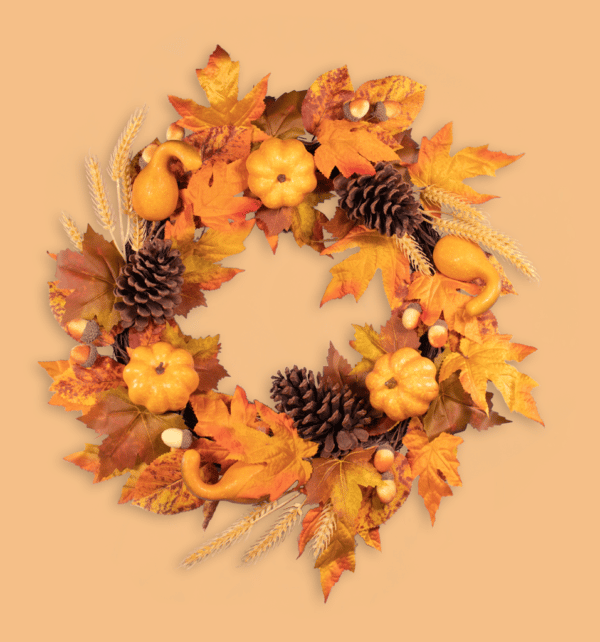 22″ Fall Gourd Wreath 13536 - Box of 2