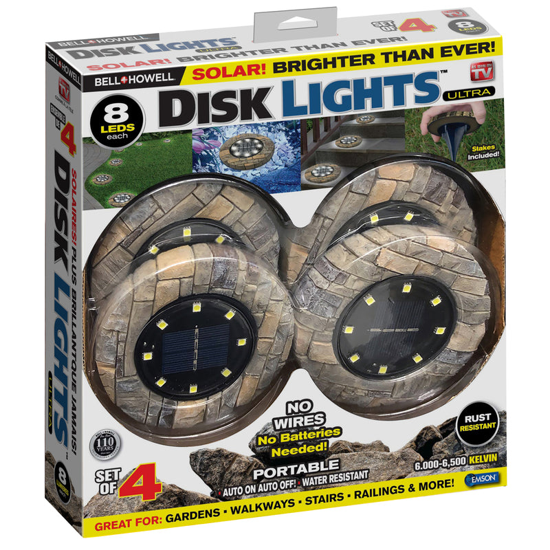 Bell + Howell Solar Powered Disk Lights 4-Pack 2553
