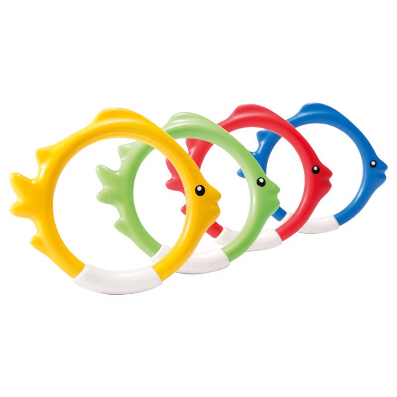 Dive into fun with Intex's colorful fish ring pool toy! These vibrant rings feature adorable fish designs, perfect for a splash-tastic time.