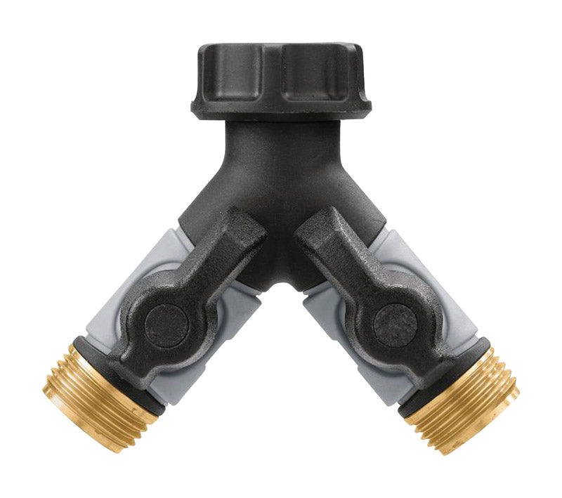Orbit Pro Flo 3/4 in. Metal Threaded Female/Male Y-Hose Connector with Shut Offs 56389