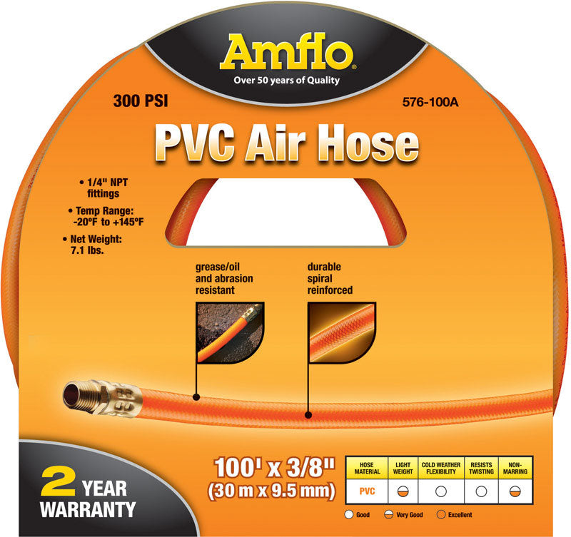Amflo Orange Glow PVC Air Hose 3-8 In. x 100 Ft 576-100A-2