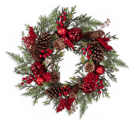 24″ PE Mixed Cedar Wreath 80464 - Box of 2