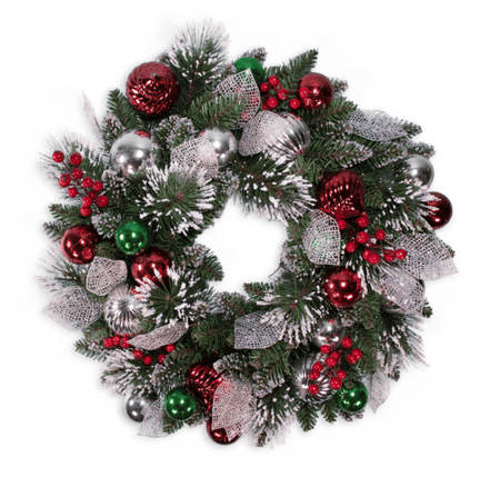 24″ PVC Mixed Pine Wreath 80468 - Box of 2
