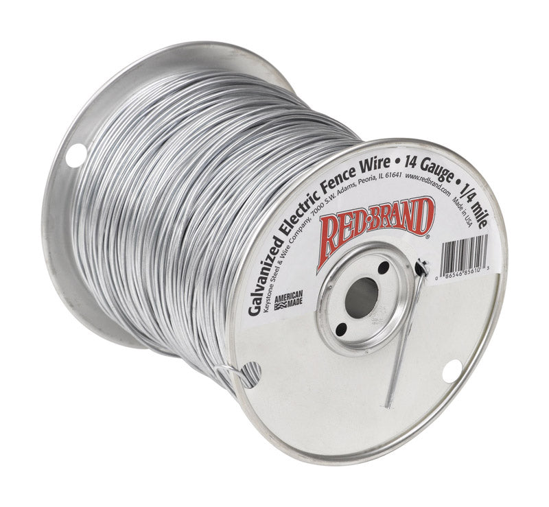 Red Brand Electric-Powered Electric Fence Wire 14 Gauge 1/4 Mile Silver 85610