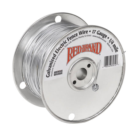Red Brand Electric-Powered Electric Fence Wire 17 Gauge 1/4 Mile Silver 85612