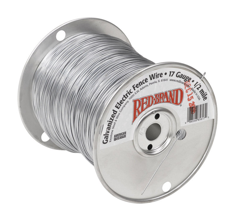 Red Brand Electric-Powered Electric Fence Wire 17 Gauge 1/2 Mile Silver 85617