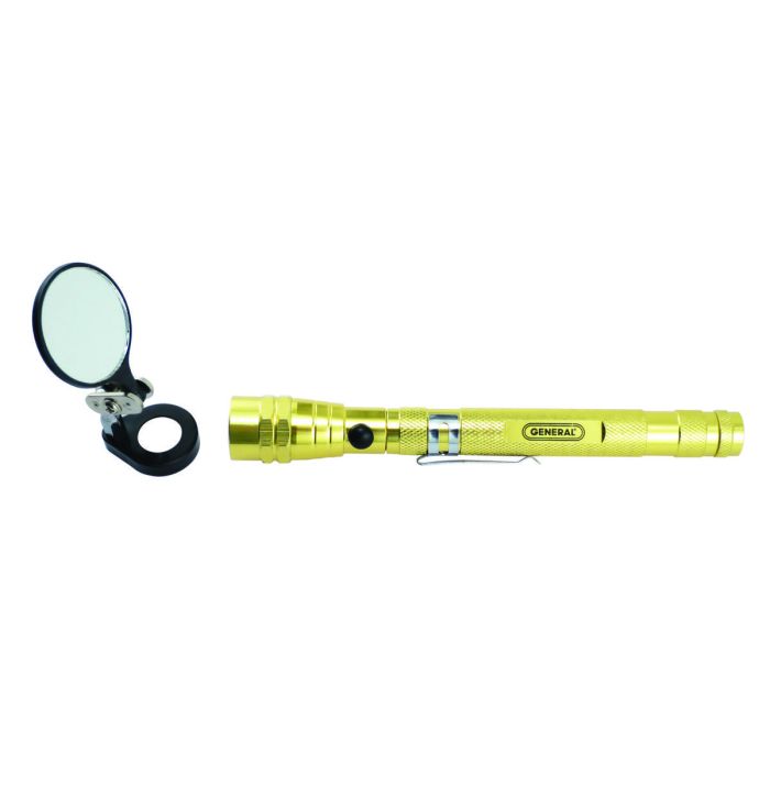 General Tools 91555 Telescoping Lighted Magnetic Pickup 1-3-8" Round Glass Mirror