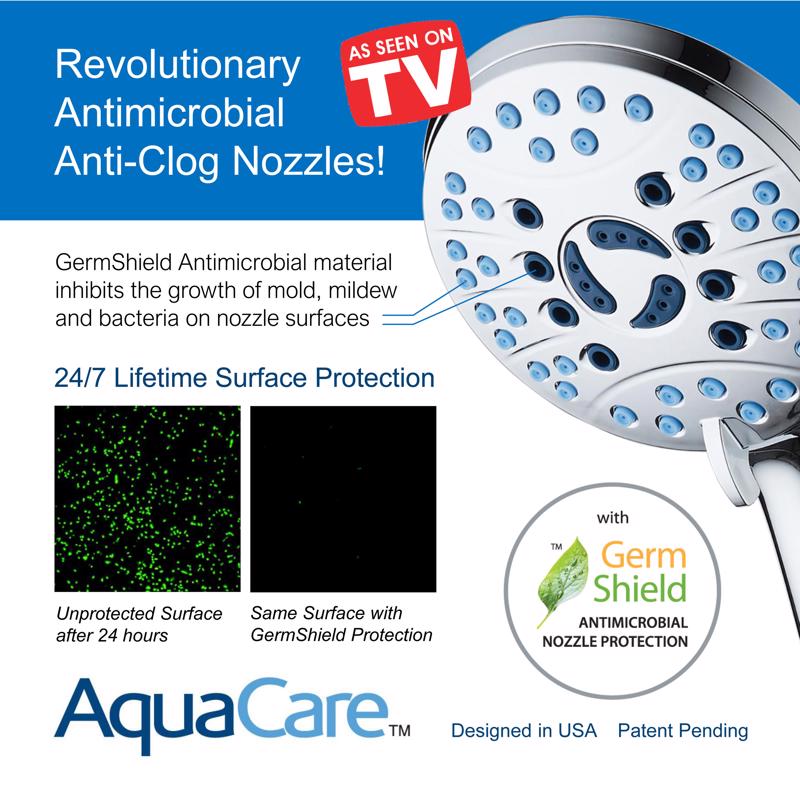 AquaCare Antimicrobial Handheld Shower Head Stainless Steel 1639-4