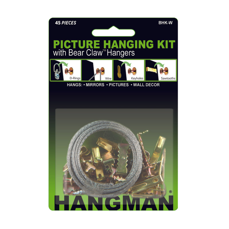 Hangman Products BHK-W Picture Hanging Kit with Bear Claw Hangers