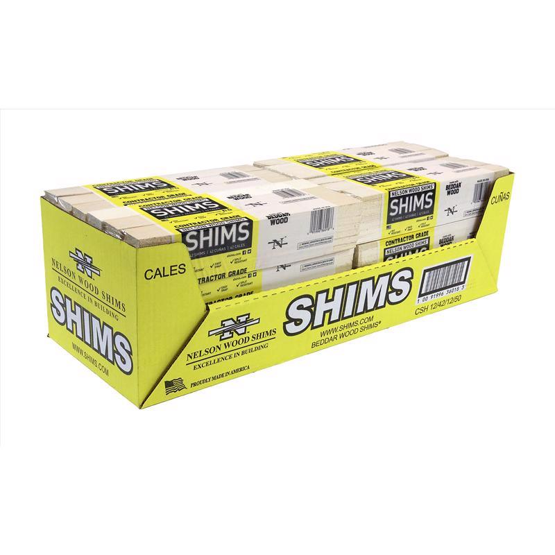 Nelson 12" Contractor Wood Shims 42-Pack CSH12SW-42-50 - Box of 12