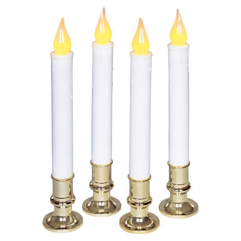 Celebrations LED Taper Flickering Candle White 4 pk 24329-73A-1