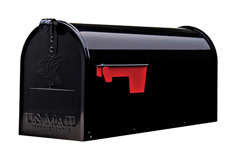 Gibraltar Mailboxes Elite Classic Galvanized Steel Post Mount Black Mailbox E1100BAM