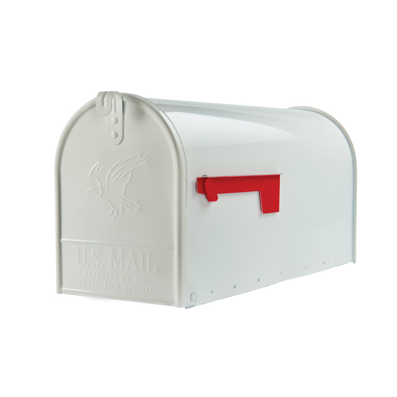 Gibraltar Mailboxes Elite Classic Galvanized Steel Post Mount White Mailbox E1600WAM