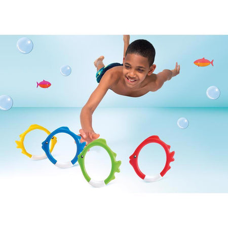  Make a splash with Intex's fish ring pool toy! These vibrant rings, adorned with playful fish, will add a pop of color and excitement to your pool time.