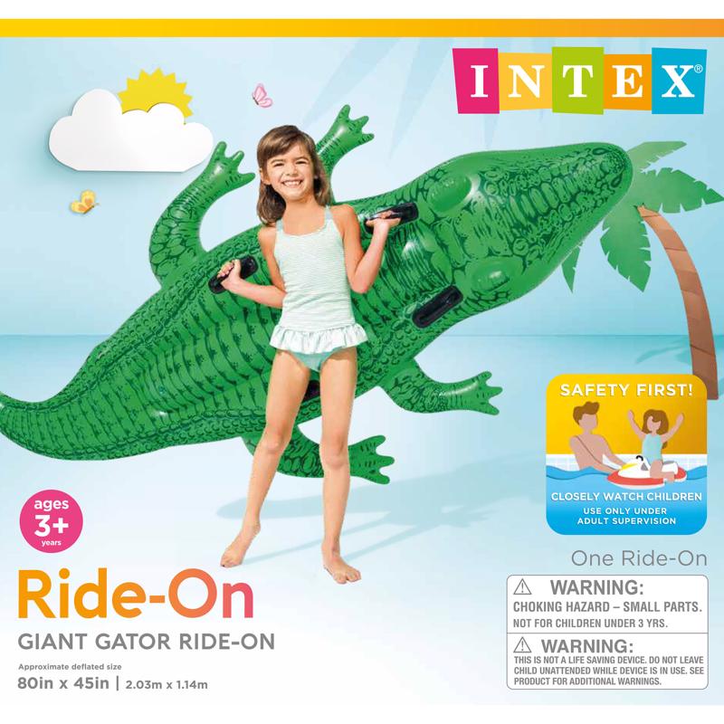 Enjoy the pool with this awesome Intex inflatable - a giant alligator ride-on float.