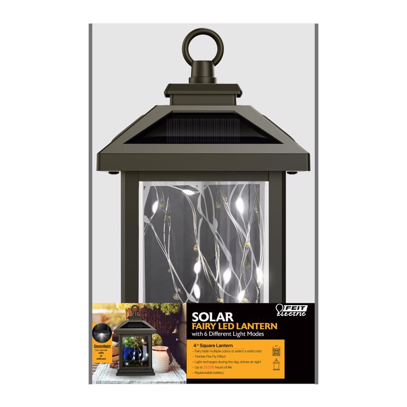 Feit Electric 7 in. Solar Power Metal Square Hanging Pathway Light Bronze LAN4SQ - Box of 3