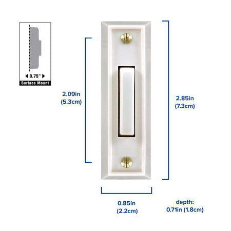 Heath Zenith White Wired Pushbutton Doorbell SL-315-1