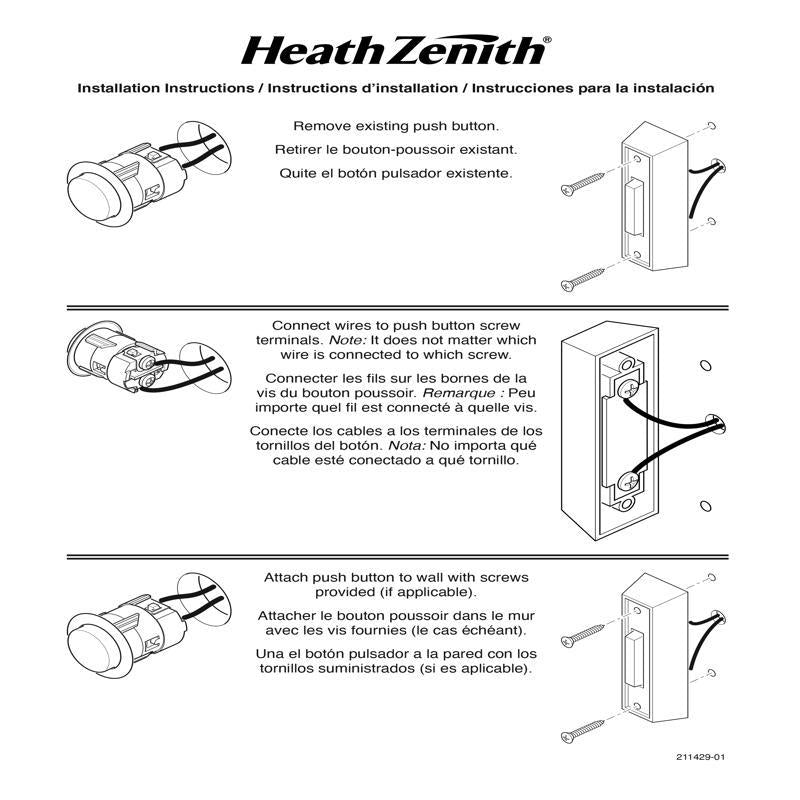 Heath Zenith White Wired Pushbutton Doorbell SL-315-4