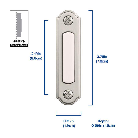 Heath Zenith Satin Nickel Wired Pushbutton Doorbell SL-556-1