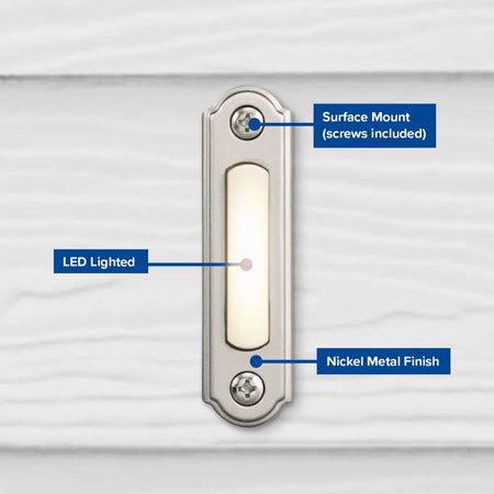 Heath Zenith Satin Nickel Wired Pushbutton Doorbell SL-556-2