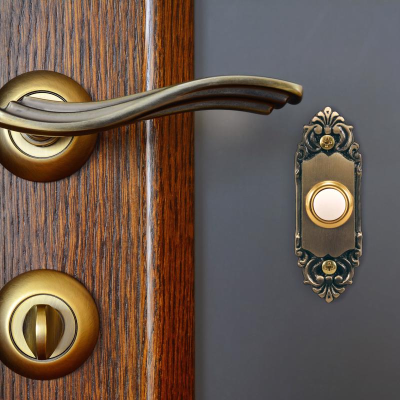 Heath Zenith Antique Brass Wired Pushbutton Doorbell SL-709